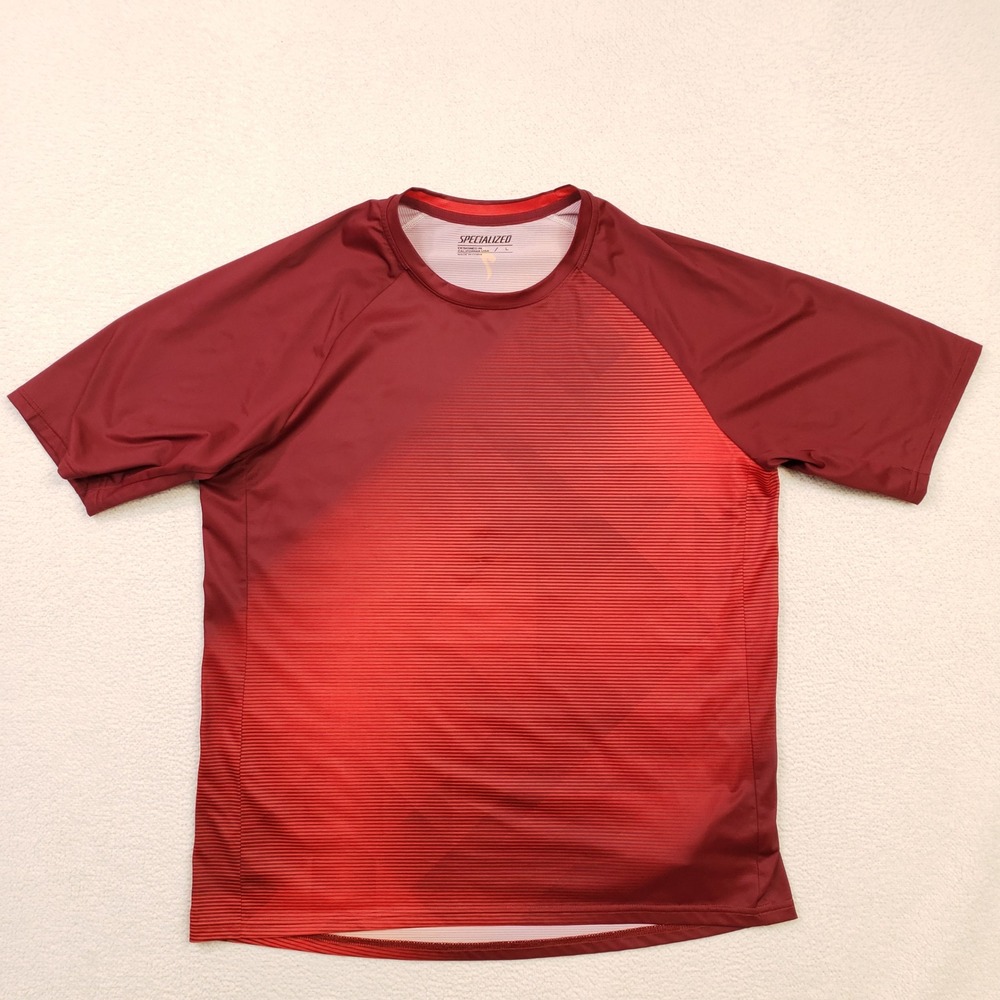 Specialized Enduro Air Jersey Men Large Red Gradient Striped MTB Cycling Shirt